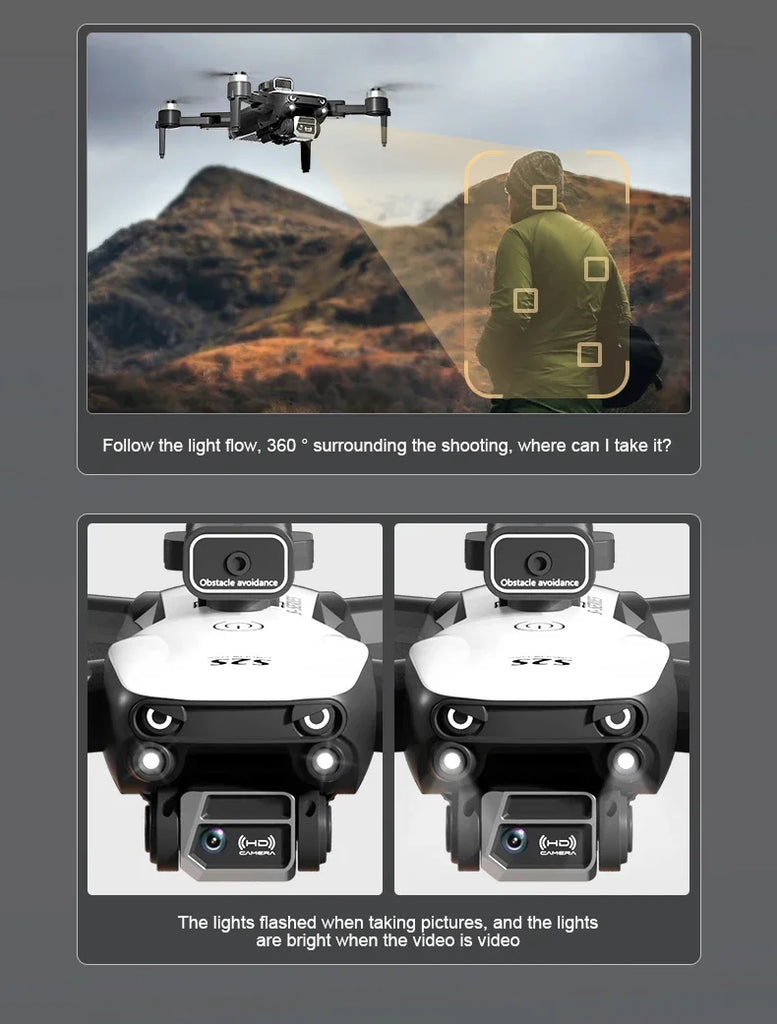 S2S Mini Drone 8K HD Camera with Obstacle Avoidance, Brushless Motor, Foldable RC Quadcopter for Kids