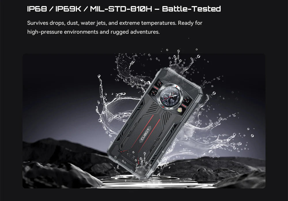 Cubot KingKong 11 Rugged 5G Smartphone, 10200mAh Battery, Dimensity 7025, 32GB RAM, 256GB ROM, 108MP Triple Camera, 6.72" FHD+ 120Hz Display, Android 15