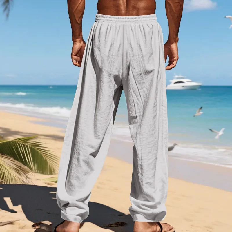 Men's 16-Color Breathable Linen Yoga Pants Loose Casual Sportswear for Spring/Summer