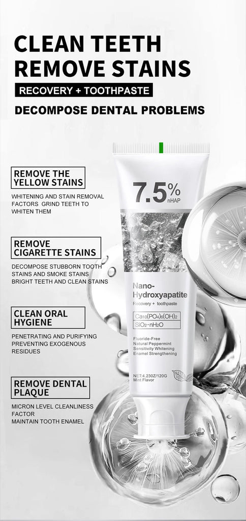 7.5% Hydroxyapatite Probiotic Whitening Toothpaste 120g – Enamel Repair & Breath Freshening for Adults