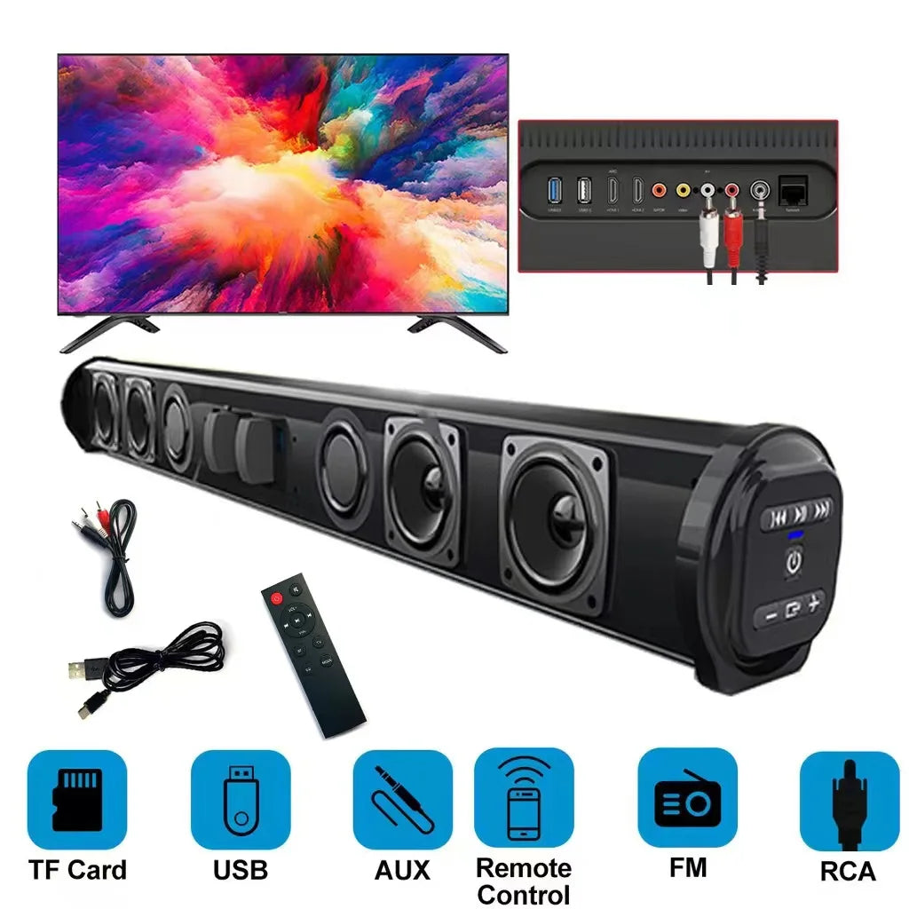 TV Car Sound Bar – Wired & Wireless Bluetooth Home Surround SoundBar for PC, Theater, TV, and Computer