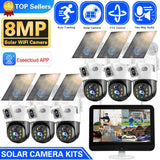 100% Wire-Free Solar PTZ Dual Lens 12.5" LCD Monitor 10CH WiFi NVR 8MP 4K Wireless Home Security Camera System thumbnail 1