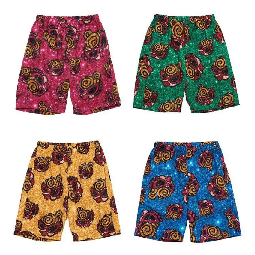 Kids Board Shorts & T-Shirt Set – Colorful Cartoon Cotton Summer Outfit for Girls & Boys