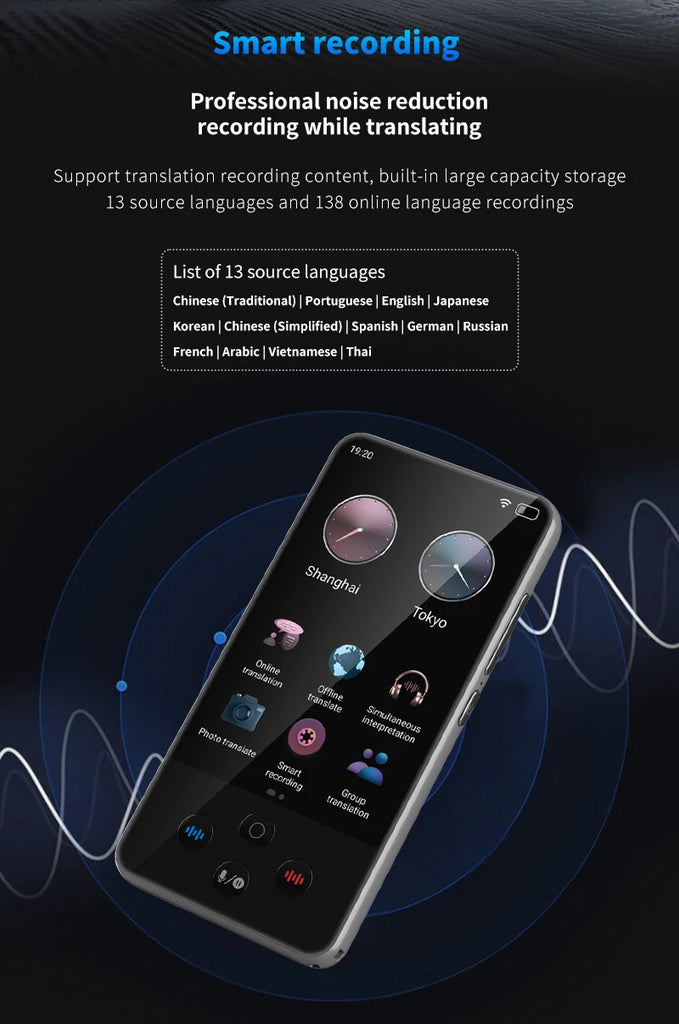 S85 Pro Smart Language Translator Device – 4” Touch Screen, 138 Languages, Offline Translation, Camera & Voice Recorder