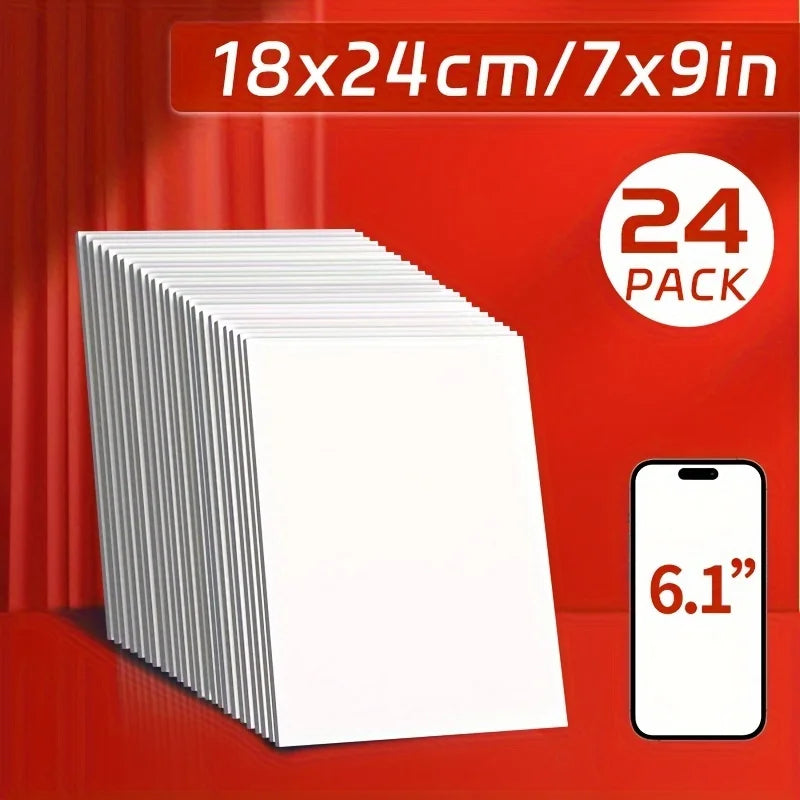 24 Pack 7x9 Inch Blank Painting Canvas Panels by Marie’s – Art Boards for Acrylic, Gouache & Oil Painting