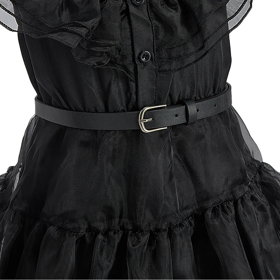 Girls Black Princess Costume Dress – Kids Cosplay Party, Pageant & Halloween Outfit