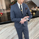 Men’s Modified Plaid Three-Piece Suit – Slim Fit England Style Vest & Trousers Set thumbnail 11