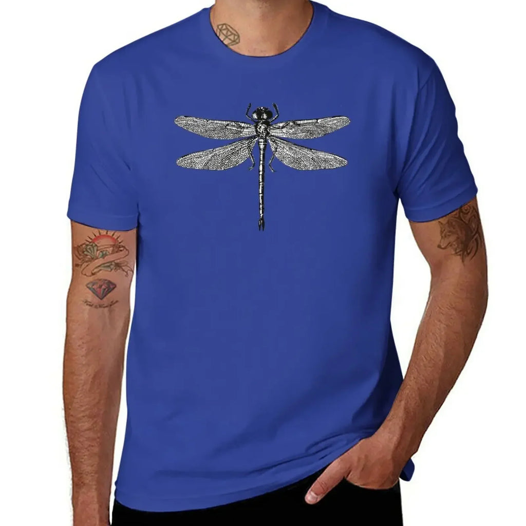 Men’s Dragonfly Print T-Shirt – Quick-Dry Cotton Casual Tee