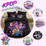 3pcs K-Pop Bedding Set Demon Hunters Colorful Print Polyester Duvet Cover with Pillowcases thumbnail 2