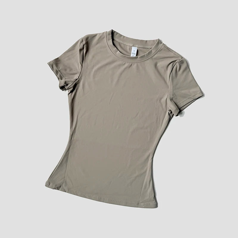 Women Seamless Yoga Top – Short Sleeve Fitness & Activewear Shirt