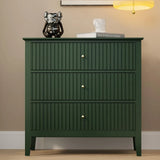 Green Fluted 3 Drawer Modern Dresser Nightstand – 32 Inch Wide Wood Chest of Drawers thumbnail 3