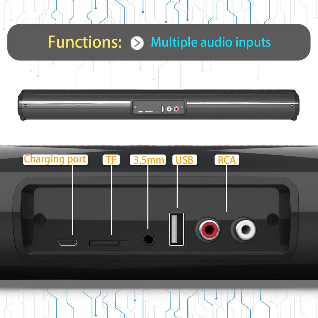 TV Car Sound Bar – Wired & Wireless Bluetooth Home Surround SoundBar for PC, Theater, TV, and Computer