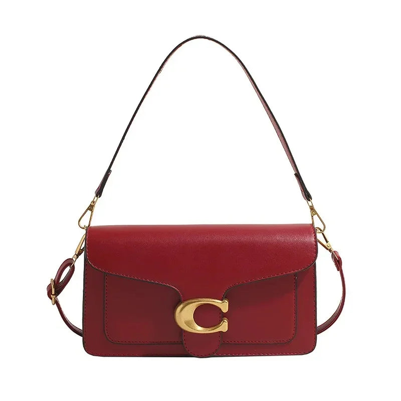 Women’s High-End Pure Color Square Shoulder Bag – Multi-Layer Minimalist Commuter Handbag