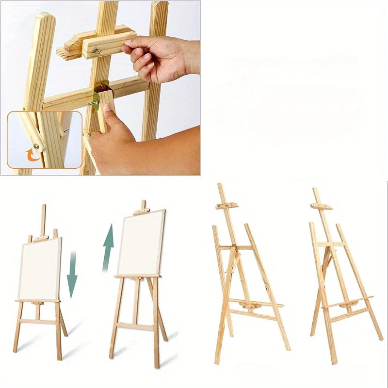 Adjustable Wooden A-Frame Easel 59.06 Inch Portable Canvas Stand for Painting, Sketching and Events