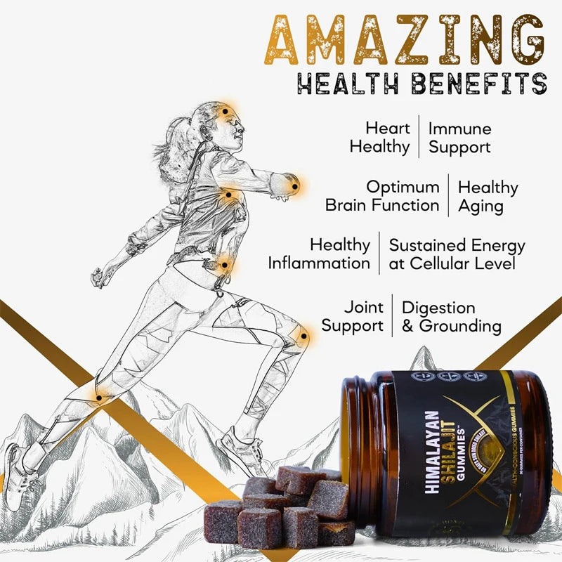 Himalayan Shilajit Gummies with Sea Moss & Ashwagandha – 30 Count Bottle for Heart, Brain & Cellular Support