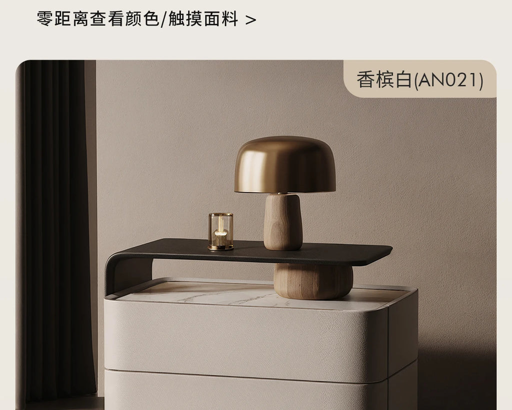 Nordic Minimalist Bedside Table with Storage Drawers – Modern Glamour Nightstand for Bedroom