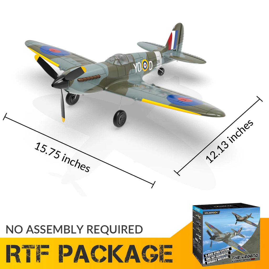 Volantex Spitfire RC Fighter Plane 400mm EPP Warbird – 4CH 2.4GHz RTF with XPilot Stabilization & One-Key Aerobatics