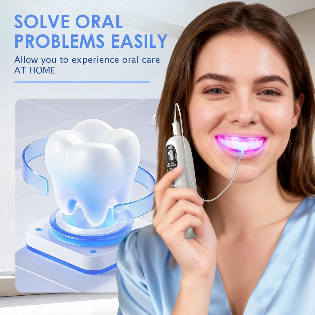 Teeth Whitening Accelerator 650nm Red and Blue LED Light Therapy Device for Gum Health and Oral Care