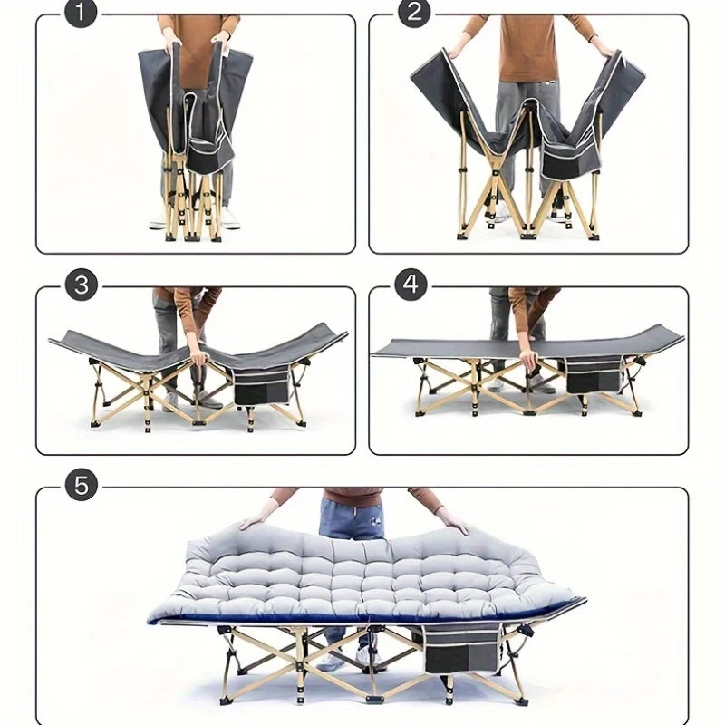 75 Inch Outdoor Folding Bed – Heavy-Duty Portable Camping & Guest Bed