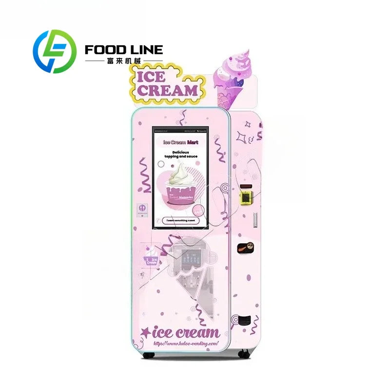 Commercial Outdoor Ice Cream Vending Robot – Fully Automatic Self-Service Soft Serve Dispenser