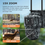 LS VISION 12MP 6K Solar Camera 15X Zoom 4G/WiFi Triple Lens Night Vision PTZ Trail Camera thumbnail 2