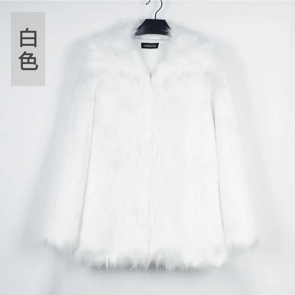 Men’s Faux Fox Fur Jacket Coat – Thick Shaggy Winter Outerwear