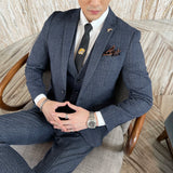 Men’s Modified Plaid Three-Piece Suit – Slim Fit England Style Vest & Trousers Set thumbnail 20
