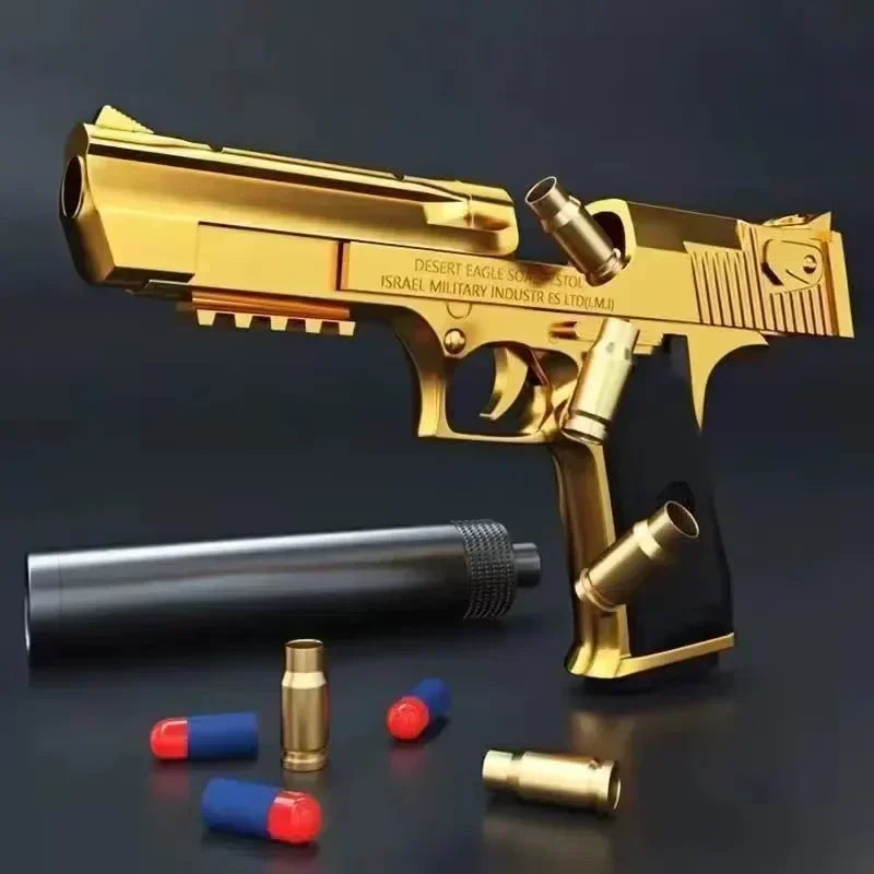 Desert Eagle Style Foam Dart Toy Pistol – Shell Ejection Soft Bullet Blaster for Kids 14+