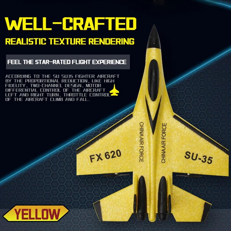 RC Foam Aircraft SU-35 Fighter Plane 2.4G Remote Control Glider for Kids and Adults