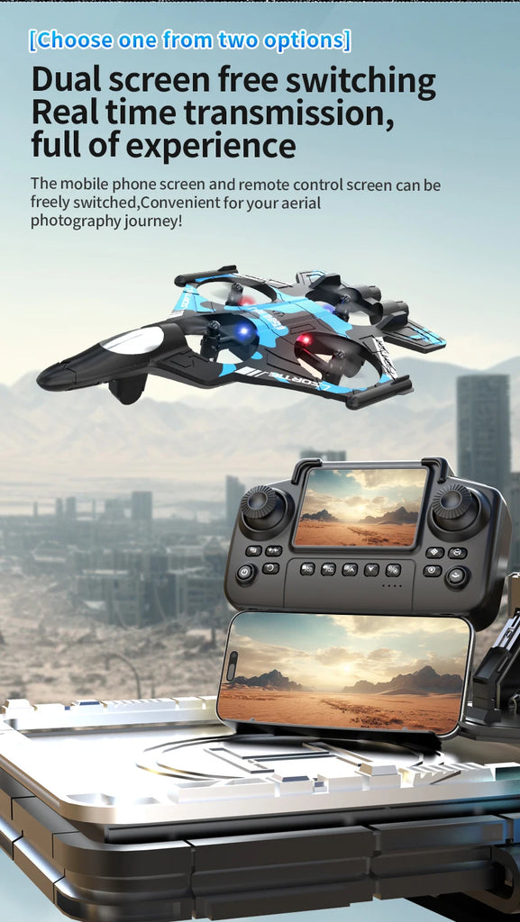 K500 MAX 2.4G Remote Control Fighter Jet Drone with Screen & 360° Rolls