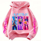 Cute Girls Hooded Sweatshirt KPop Demon Hunter Cartoon Casual Top – Purple & Pink thumbnail 6