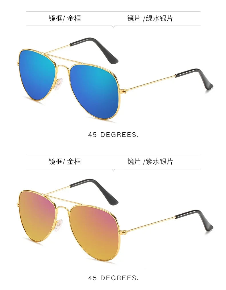 Kids Polarized Pilot Sunglasses UV400 Outdoor Sports Cycling Metal Frame Glasses for Boys and Girls