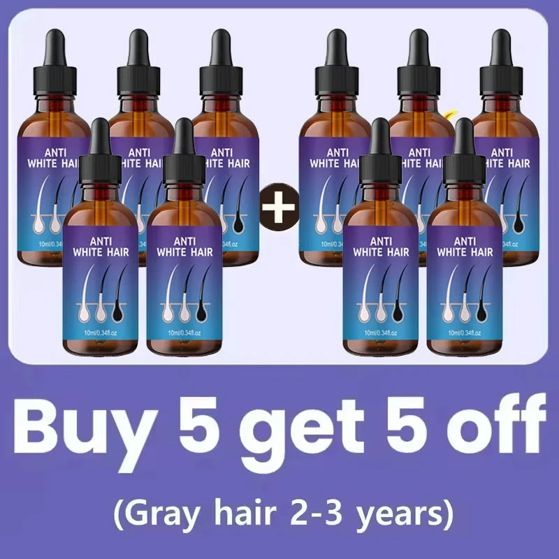 White to Black Gray Hair Serum – Natural Color Repair & Nourishing Essence for Men and Women