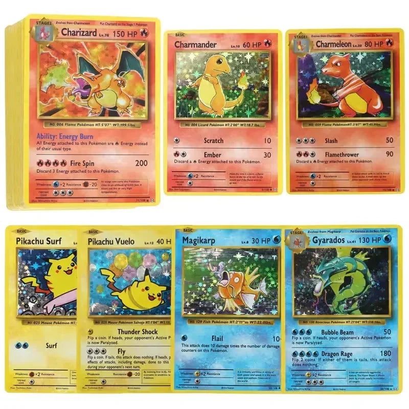 Pokemon Collection Cards Edition – Charizard & Pikachu Flash Cards Game PTCG Hobby Set