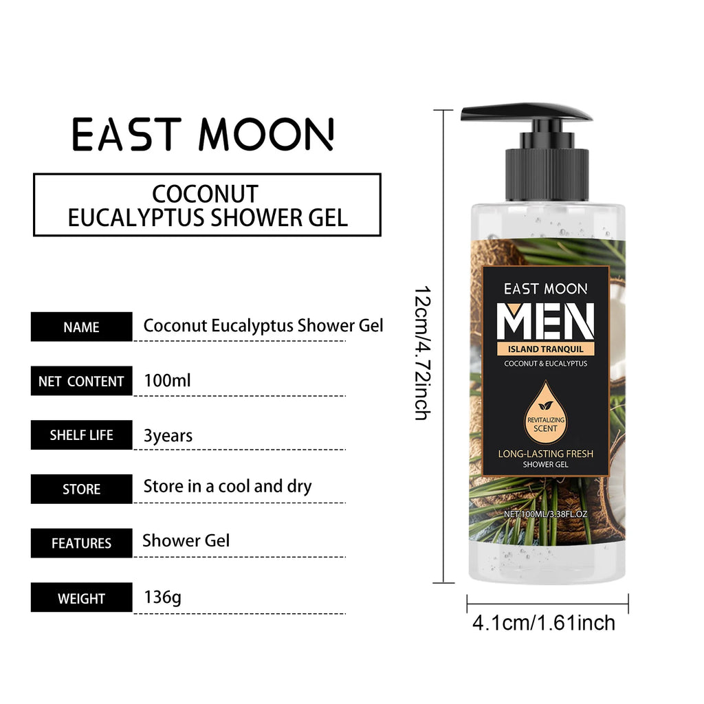 Men's Eucalyptus Coconut Body Wash 100ml – Deep Cleansing, Refreshing Scent, Long-Lasting Fragrance