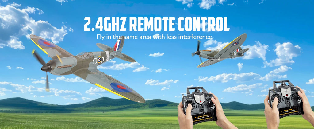Volantex Spitfire RC Fighter Plane 400mm EPP Warbird – 4CH 2.4GHz RTF with XPilot Stabilization & One-Key Aerobatics