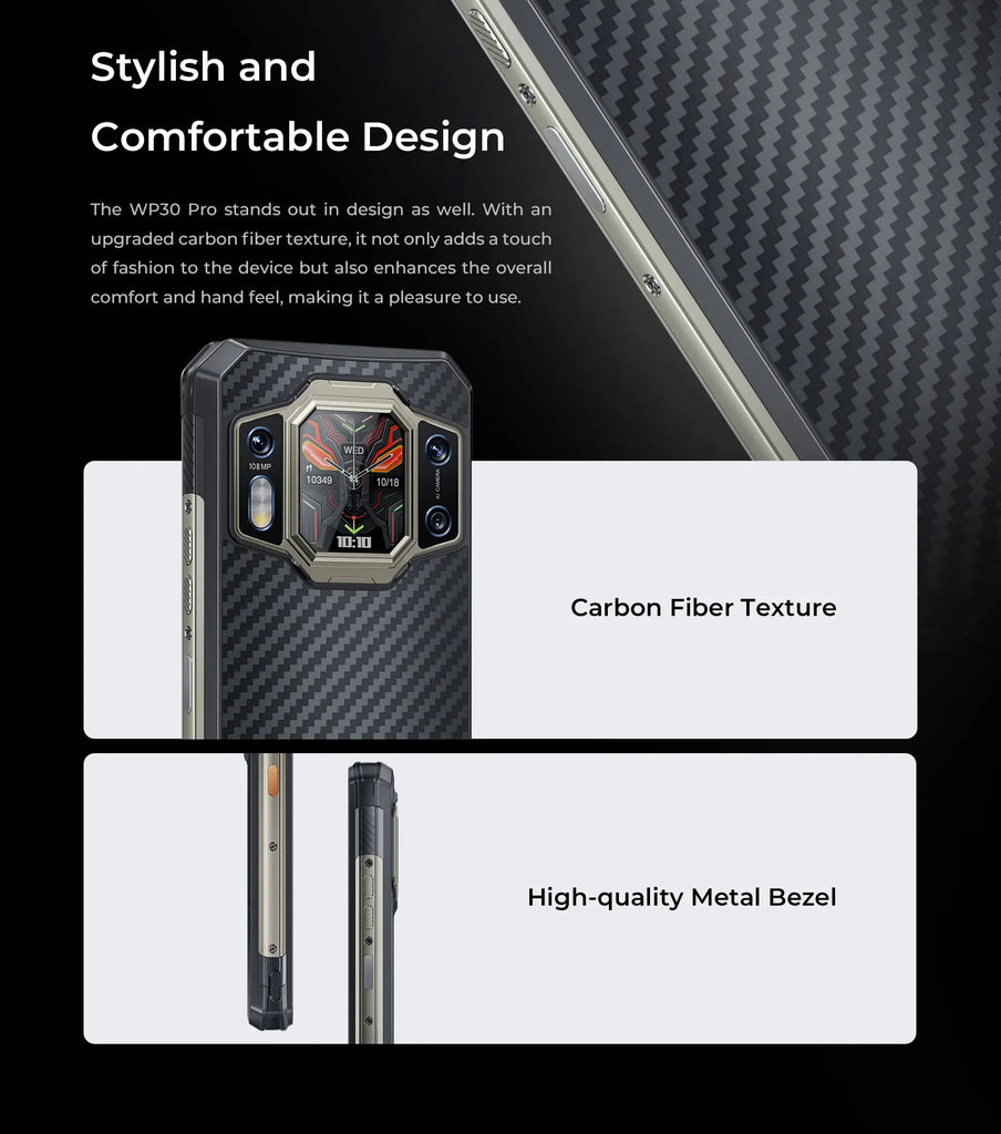 OUKITEL WP30 Pro 5G Rugged Smartphone Android 13 – 24GB + 512GB, Dual Display, 11000mAh, 120W Fast Charge