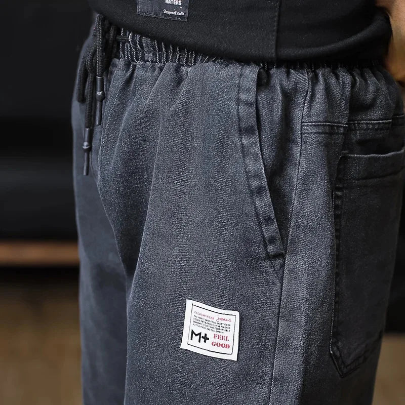 Men’s Plus Size Loose Harem Jeans – Streetwear Cargo Jogger Denim Pants