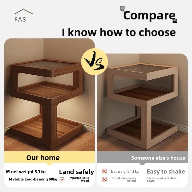 Solid Wood Bedside Table with Storage – Modern Minimalist Bedroom Side Table