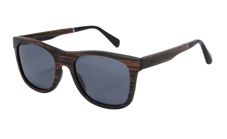 SHINU Handmade Natural Wood Polarized Sunglasses – Ebony, Zebra & Red Sandalwood UV400 Rectangle Frame for Men & Women