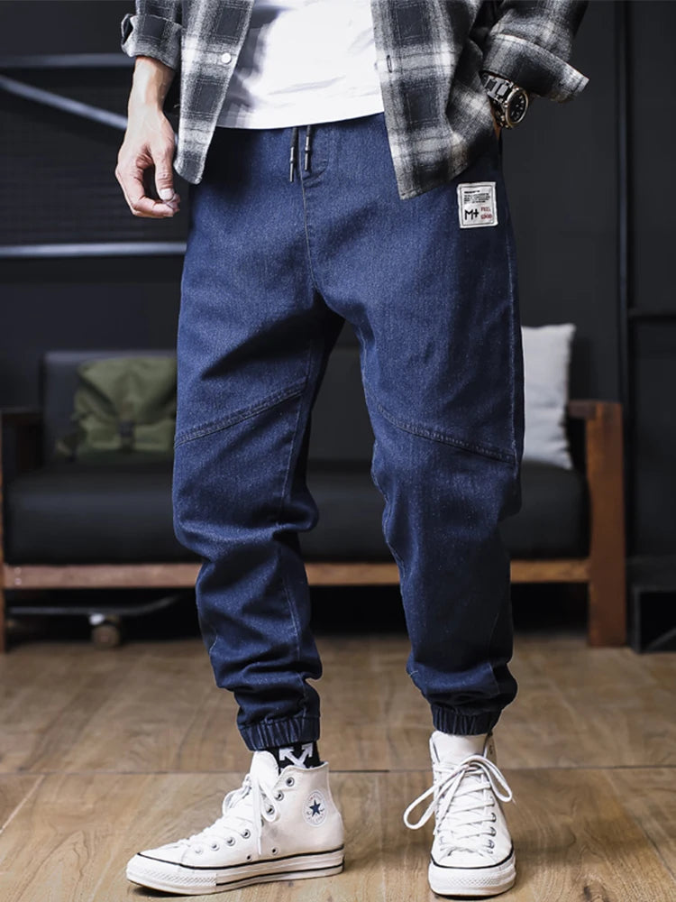 Men’s Plus Size Loose Harem Jeans – Streetwear Cargo Jogger Denim Pants