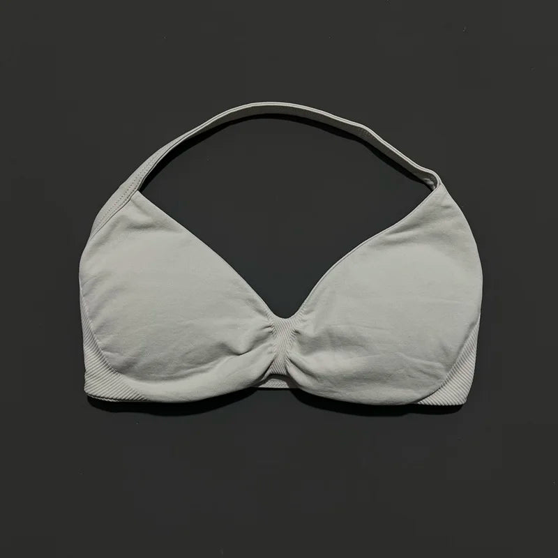Strappy Backless Sports Bra for Women – Push-Up Yoga & Gym Top with Removable Cups
