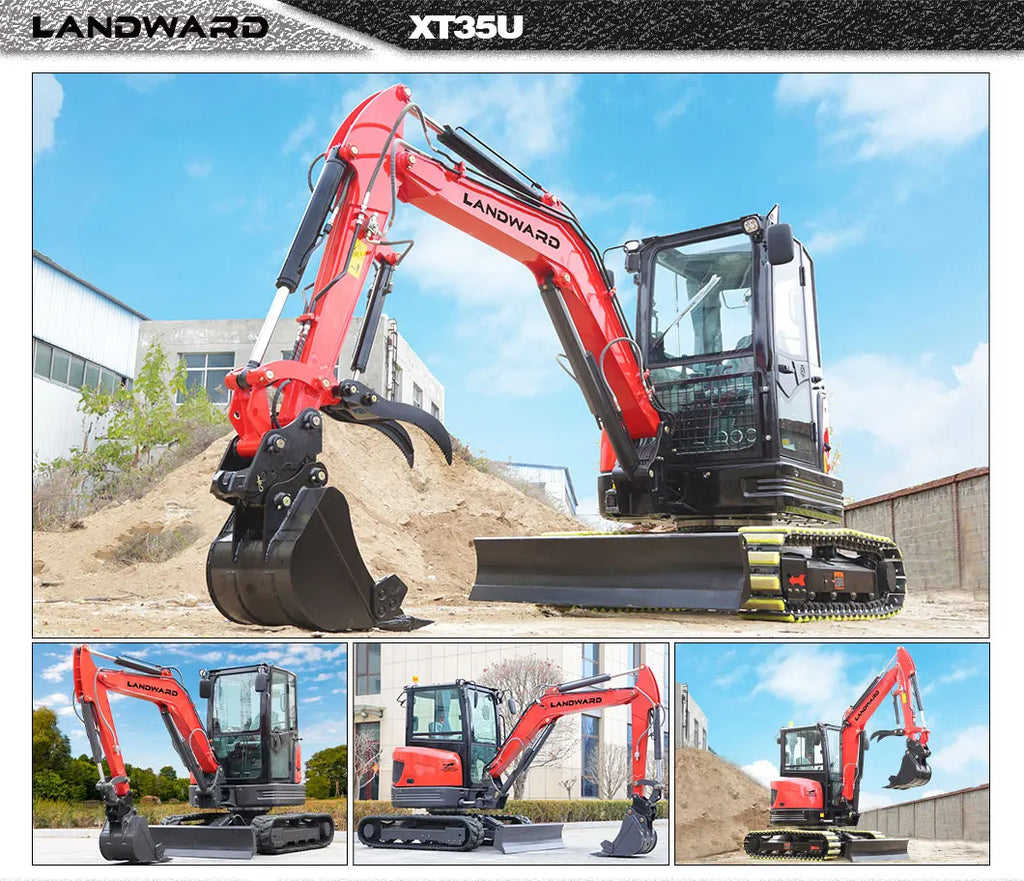 LANDWARD CE Euro 5 Mini Excavator 3.5 Ton with Kubota Engine – Customizable Home & Farm Crawler Excavator