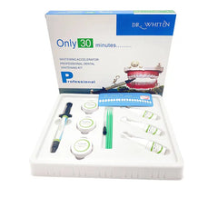 Dr. Whiten dental whitening kit with components on a white background
