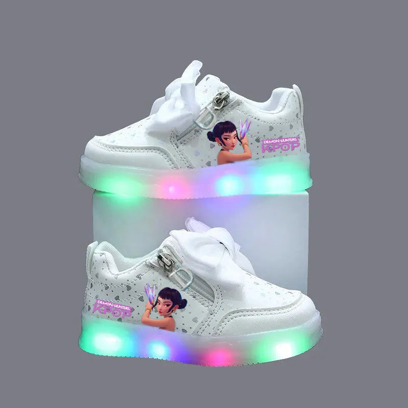 Kpop Demon Hunter LED Sneakers for Kids – Luminous Anime Tennis Shoes for Girls & Boys