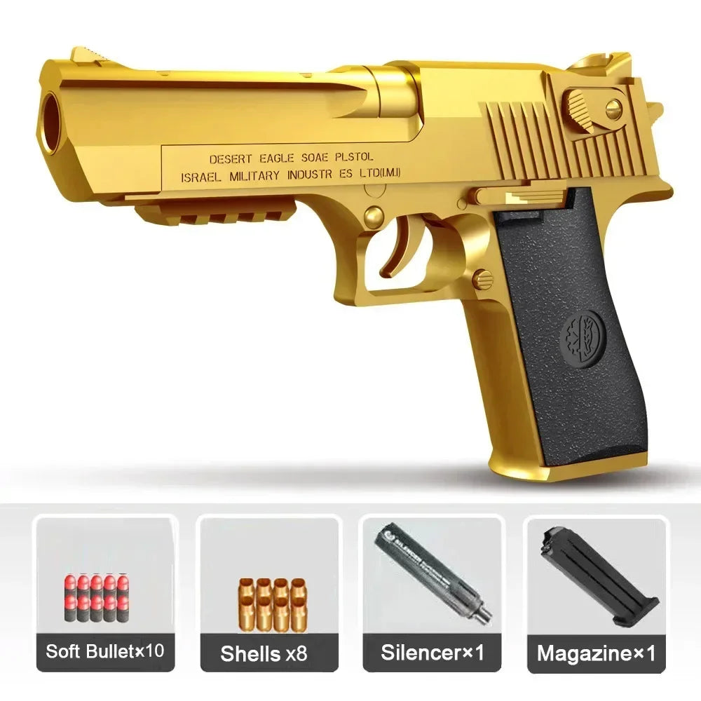 Desert Eagle Style Foam Dart Toy Pistol – Shell Ejection Soft Bullet Blaster for Kids 14+