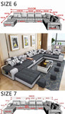 Modern U-Shaped Fabric Sofa Set with USB & Stools – Living Room Couch, Customizable Colors thumbnail 11