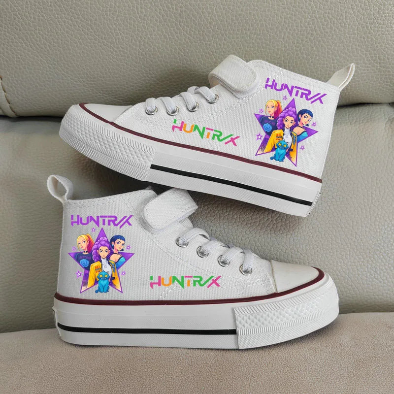 Children's High-Top Canvas Kpop Demon Hunter Sneakers – Breathable Kids Sports Shoes
