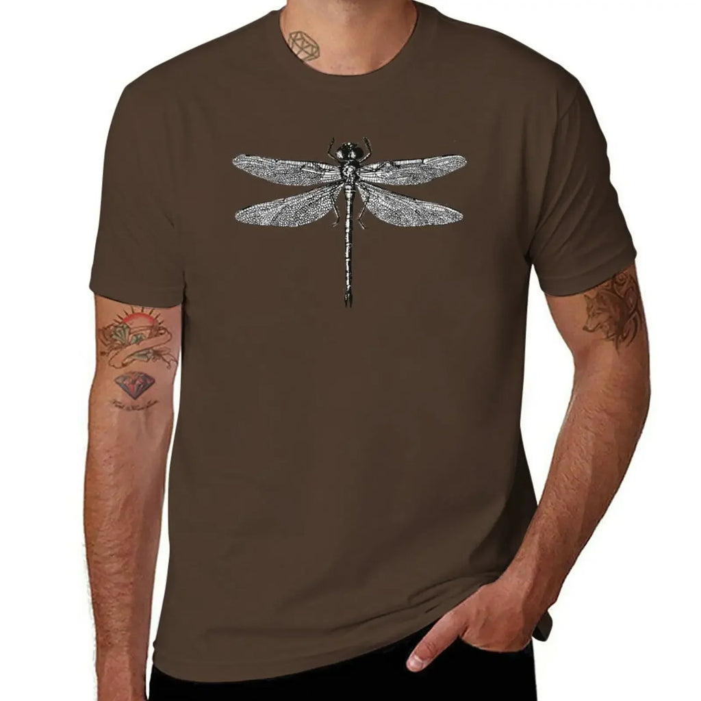 Men’s Dragonfly Print T-Shirt – Quick-Dry Cotton Casual Tee