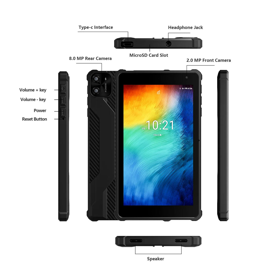 PRITOM 7 Inch Android 14 Tablet, 8GB RAM (3GB + 5GB Expandable), 64GB ROM, Octa-Core A523 Processor, WiFi 6, Dual Camera, IPS Display, Black